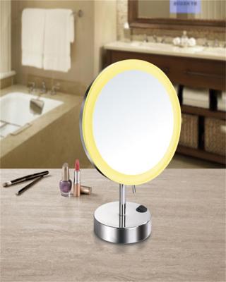 China Magnifying Cosmetic Single Side Round Acrylic Table Mirror With Lighting for sale