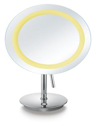 China Table Magnifying Brass Lighted Standing LED Make Up Mirror For Shaving for sale