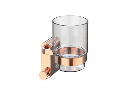 China Durable Bathroom Accessories Hanging Single Rose Gold Zinc Alloy Glass Toothbrush Cup Tumbler Holder for sale