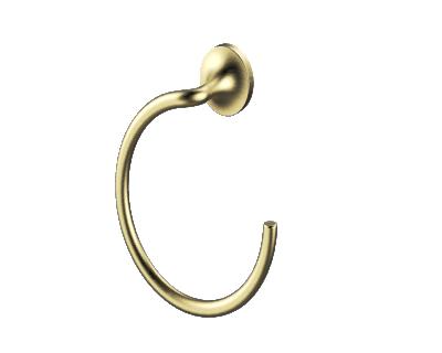 China Luxury Hotel Durable Bathroom Accessories Gold Bathroom Accessories Wall Mounted Brushed Finish Towel Ring for sale