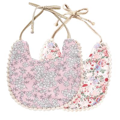 China Hot Selling Antibacterial Printing Cotton Floral Baby Feeding Bibs With Lace Up for sale