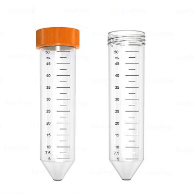 China Disposable Lab Chemical Supplies Plastic Tubes 50ml Transparent Sterile Centrifuge Tube for sale