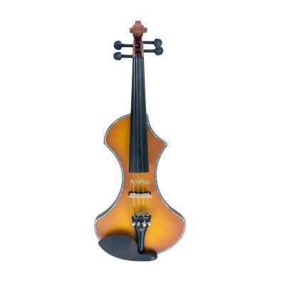 China NAOMI High Level Solidwood Silent Pickup W/Violin Case+Bow+Headphones+Rosin+Audio Flawless 4/4 Active Cable Electric Violin for sale