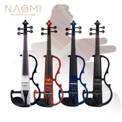 China Solidwood NAOMI Solidwood Silent Beginner Violin 4/4 Cable 4/4 Electric Cuerdas De Violin de W/Violin Case+Bow+Headphones+Rosin+Audio for sale