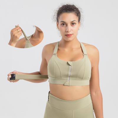 China Breathable Plus Size Sports Bra Women Sport Zipper Top Adjustable Yoga Belt Running Bras Lift Up Vest Underwear Shockproof Gym for sale