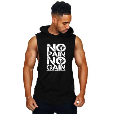 China Gyms Clothing Mens Bodybuilding Tank Tops QUICK DRY Cotton Hooded Tank Tops Stringer Singlets Fitness Workout Sleeveless Tank Tops for sale