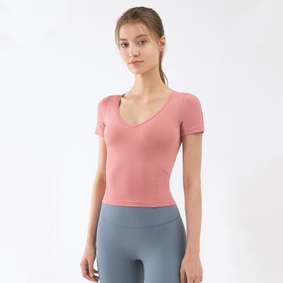 China Women's Breathable T Shirts Workout Tops Gym Fitness Yoga Tops Yoga T Shirts for sale