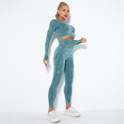 China Breathable Seamless Women Workout Yoga Set Gym Fitness Set Lift Up Leggings Sport Wear Women Suits Tracksuit for sale