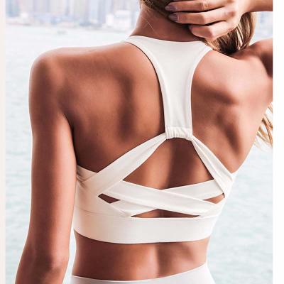 China Breathable Women Tie Up Push Up Sports Bra For Women Gym Yoga Sportswear Hollow Out Underwear Tops Running Sporty Bra Vest for sale