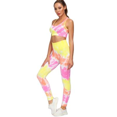 China 2PCS Womens Yoga Set Workout Sportswear Gym Clothing Breathable Seamless Fitness Clothes Sports Bra Waist Leggings Sports Suit Top for sale