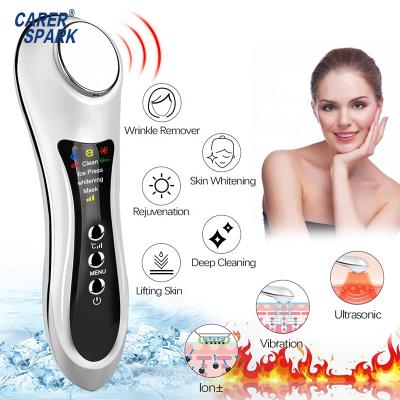 China Thoroughly 4 Ion Remover 1 Squeeze Important Mask Hot Cool Sonic Vibration Massage Skin Whitening Skin Care Device for sale