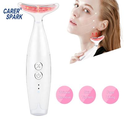 China Red And White Anti Aging Reduced Puffiness Reduced Puffiness Neck Care Neck Vibration RF EMS Wrinkle Remover Tools To Diminish Dark Circles And Fine Lines for sale