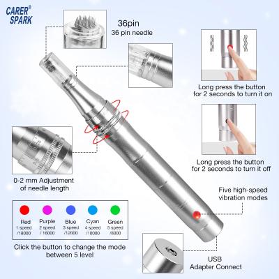 China Anti-Puffiness 5 Speeds Electric Automatic Derma Pen Micro Needle Therapy Acne Derma Nano Pen for sale