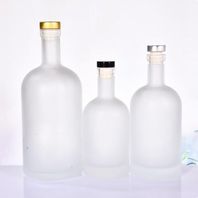 China Wholesale Hot Sale 200ml 375ml 500ml Beverage Frosted Round Liquor Vodka White Wine Glass Wines And Bottle With Cork Or Rubber Plug for sale