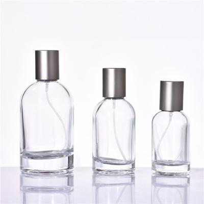 China Cosmetic Label 50ml 100ml 30ml Custom Cylindrical Transparent Empty Glass Spray Perfume Bottle Large Luxury for sale