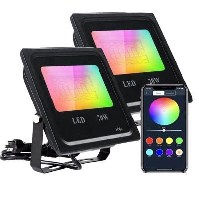 China Music Remote Control Rhythm Garden 20W 30W RGBW LED Flood Light Color Phone APP Control IP66 Changing Outdoor Garden Lamp for sale