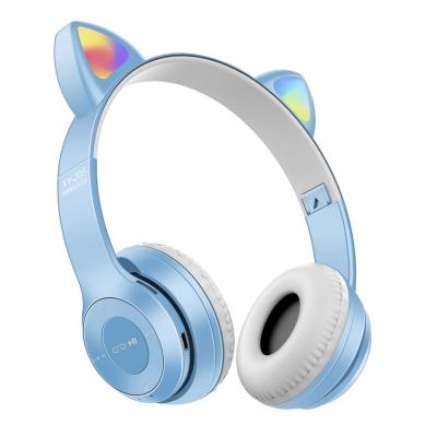 China Xuanyin XY-204 Cat Ear Children Cat Ear LED Light Headband Overhead Headphones Can Insert Card Radio Headset Sports Radio Headphones for sale