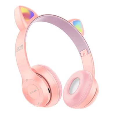 China Xuanyin XY-205 Macaron Cat Ear Children LED Headband LED Light Overhead Headphones Can Insert Card Radio Headset Sports Radio Headphones for sale