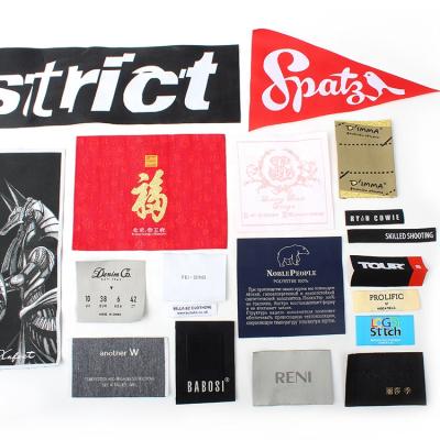 China 100PCS US$19 Factory Cheap Price Custom Name Logo Damask Garment Woven Labels for Clothing and Cloth for sale