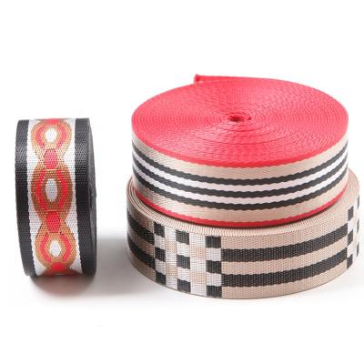 China Nylon Webbing Factory Custom Woven Webbing Strap 50mm jacquard webbing for Garment for sale