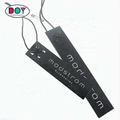 China Cheap Paper Labels Custom Printing Brand Name Logo Die Cut Black Cardboard Hang Tags for Jeans for sale