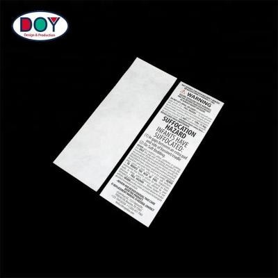 China Custom Offset Printing Waterproof Tearproof 75 GSM Tyvek Paper Tags Labels for Instruction Warning for sale