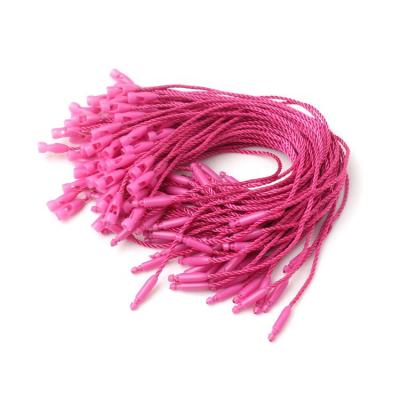 China Garment Hangtag Factory Direct Sale Pink Color Bullet Plastic Hang Seal Tag String for Clothing for sale