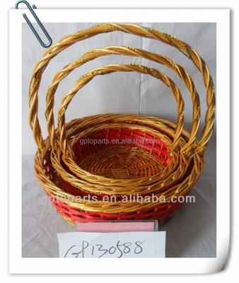 China Europe Wholesale Color Wicker Basket With Handles Arts And Crafts for sale