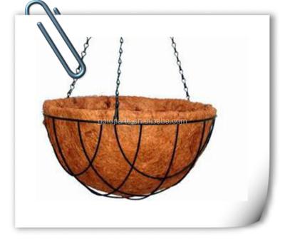 China Flower Plant Baskets Round Hanging Basket / Planters Pot / Plant Rack With Cocos Fiber Liner for sale