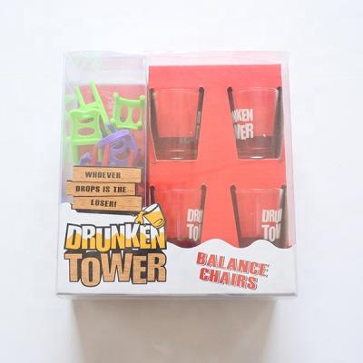 China Funny Drinking Game 4 Shot Glasses Drinking Games Family Fun Plastic Drunk Chair Trick Set for sale