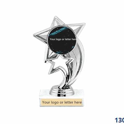 China China Custom 3D Logo Design Irregular Silver Star Crystal Trophy Awards Finish for sale