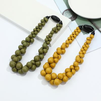 China High Quality Fashion Popular Bright Colors Statement Acrylic Beads Braided Choker Necklace Jewelry for sale