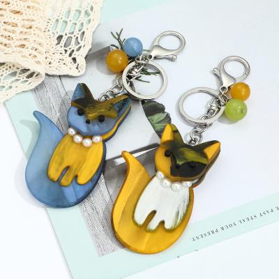 China Custom Cute Cute Resin Acrylic Plate Ox Logo Horn Key Chains High Quality Little Fox Pendant Key Chain for sale