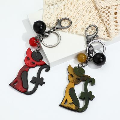 China High Quality Creative Cute Cartoon Resin Cat Acrylic Key Chain Car Key Chain Accessories for sale