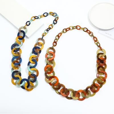 China 2021 High Quality Colorful Classic African Boho Chain Link Vintage Acrylic Chunky Luxury Necklace Big Long for sale