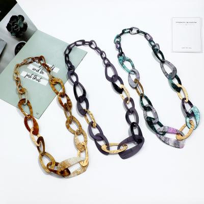 China 2021 Spring Summer Season High Quality Acrylic Round Loops Chain Necklace Women For Party Long Necklace for sale