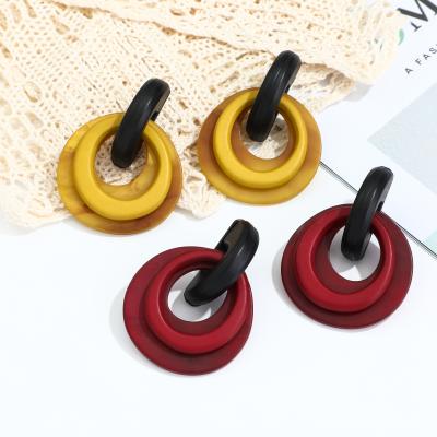 China High Quality Statement Rattan Earrings For Women Fun Acrylic Resin Earrings Fashion Jewelry Bohemian Trendy Earring Set for sale