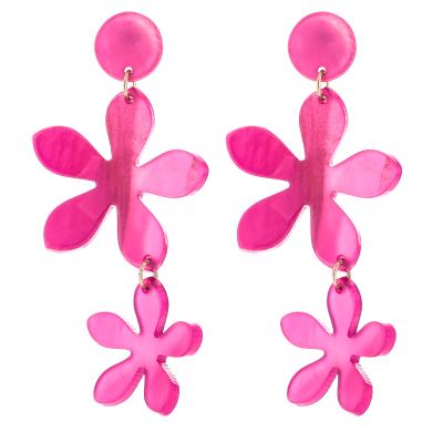 China Hot Selling High Quality Fashion Women Jewelry Bohemian Boho Double Acrylic Flower Stud Earrings for sale