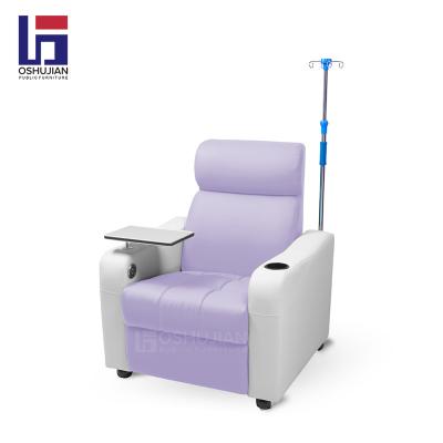 China Modern Hospital Clinic Height Footrest Blood Infusion Adjustable Post IV Transfusion Patient Medical Recliner Chair for sale