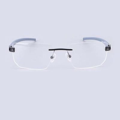 China Eyewear Optical Clear Glass Eyewear Rimless Frame Stock Ready To Ship High Quality Stainless Steel Eyewear With TR90 Temple For Women Men for sale