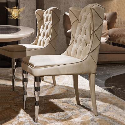 China Italian Design Extendable Dining Table and Chairs Set Home Furniture Fabric Tufted Dining Chair for Restaurant Dining Room for sale