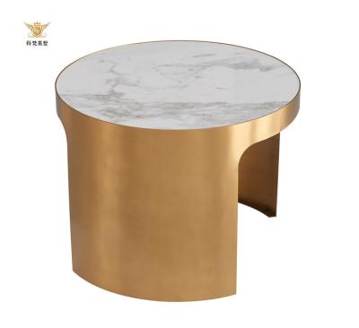 China (Size) Hot Selling Luxury Marble Coffee Table Adjustable Modern Stainless Steel Coffee Table Table for sale