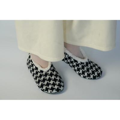 China OEM Cozy SUPER SOFT Houndstooth Knitted SHERPA SLIPPER Cozy Ballerina INDOOR Slippers for sale