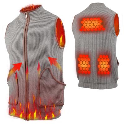 China Anti-Wrinkle Smart Winter Vest USB 5V Outdoor Heated Battery Operated Crew Neck Knit Heated Vest for sale