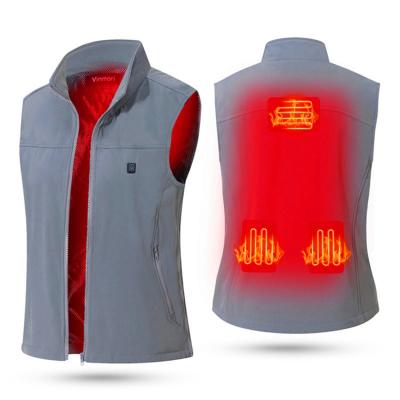 China Viable VINMORI Customized Rechargeable Battery Soft Windproof Ski Cameron Zipper Warm Heated Contrast Color Winter Vest For People for sale