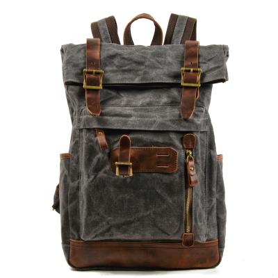 China T 6896 Waterproof Laptop Backpack Vintage Waxed Canvas Teen School Backpacks Bags For High School for sale