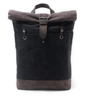 China Wholesale Custom Rock 16950 Logo Vintage Waxed Waterproof Roll Up Canvas Men's Backpack, Canvas Bag for sale