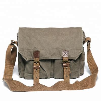 China Wholesale Canvas 2361 Cotton Canvas Army Green Messenger Bag For Men Military Bag for sale