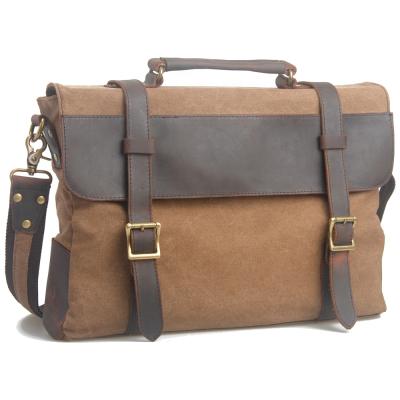 China Canvas 6870 New Mens Briefcase Cotton Canvas Bag With Leather Trim for sale