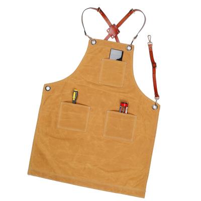 China Tidy / Storage Apron Leather Straps Waxed Heavy Duty Canvas Carpenter Painter Craftsman Apron for sale